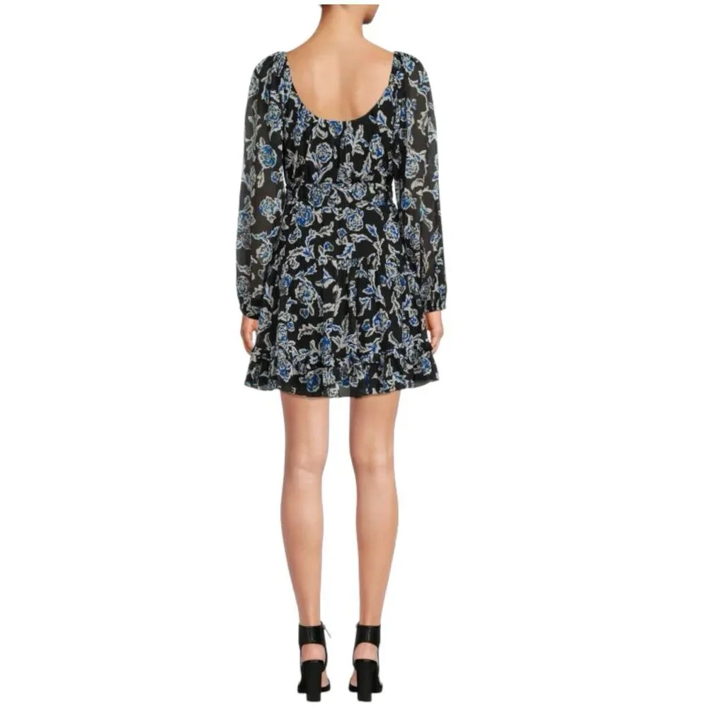 Tanya Taylor Dress WMNS M Black Floral‎ Edita Silk Blend Fit Flare Mini
